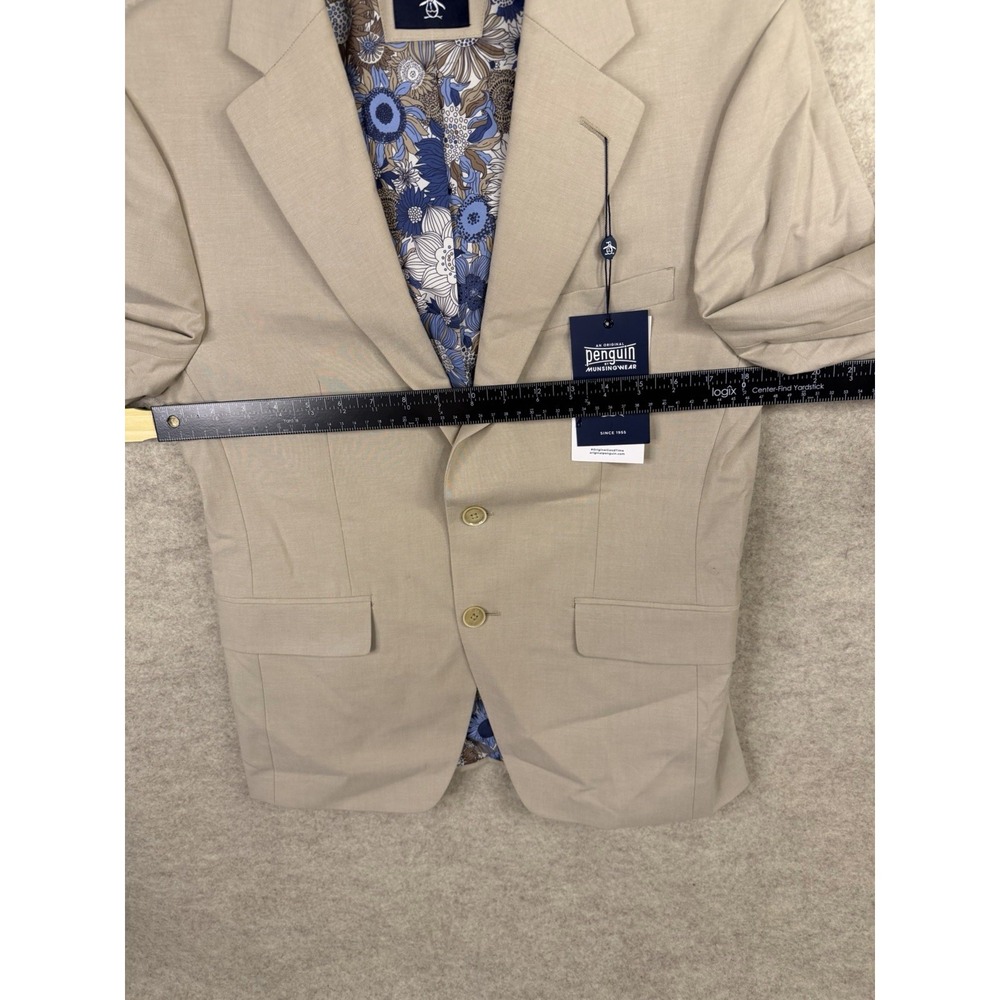 NWT Original Penguin Mens 2-Piece Suit Beige Blazer Pants Floral Lining Size 38S - Picture 6 of 16